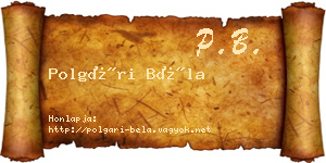 Polgári Béla névjegykártya
